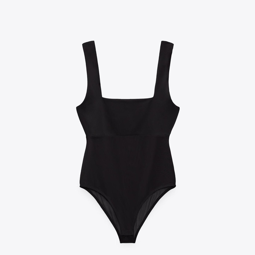 Zara Black Square Neck Bodysuit
